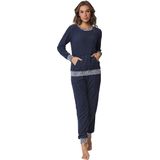 Rebelle - Badstof Pyjama - Navy - Dames - Lange Mouw