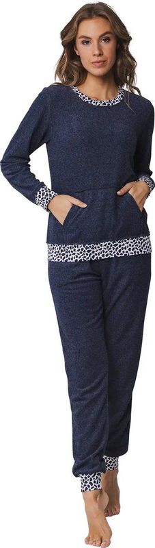 Rebelle - Badstof Pyjama - Navy - Dames - Lange Mouw