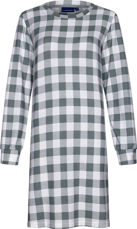 Pastunette - Groen geblokt - Nachthemd - Lange Mouwen - Ronde Hals