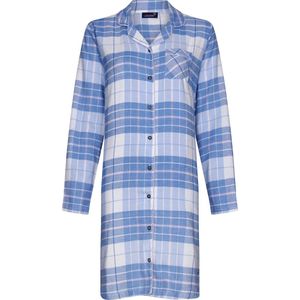 Rebelle Flanellen dames nachthemd lange mouw - Blauw geruit - 48