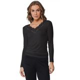 Pastunette - Kanten Dames Shirt - Zwart - Wol/Modal - Lange Mouwen
