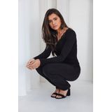 Pastunette - Kanten Dames Shirt - Zwart - Wol/Modal - Lange Mouwen