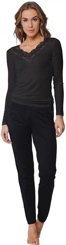 Pastunette - Kanten Dames Shirt - Zwart - Wol/Modal - Lange Mouwen