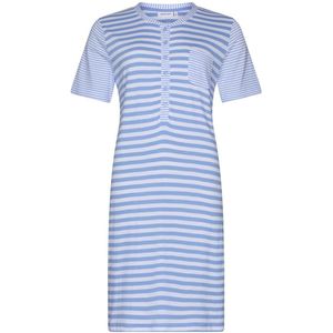 Dames Nachthemd Pastunette - Soft Blue - Gestreept - Katoen - Maat 50