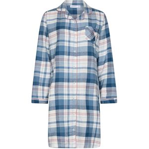 Pastunette - Flannel Check - Nachthemd - Blauw/Wit - Doorknoop