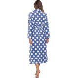 Pastunette - Blue Fog - Badjas - Blauw/Wit - Fleece - Lang