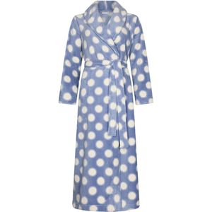 Pastunette - Blue Fog - Badjas - Blauw/Wit - Fleece - Lang