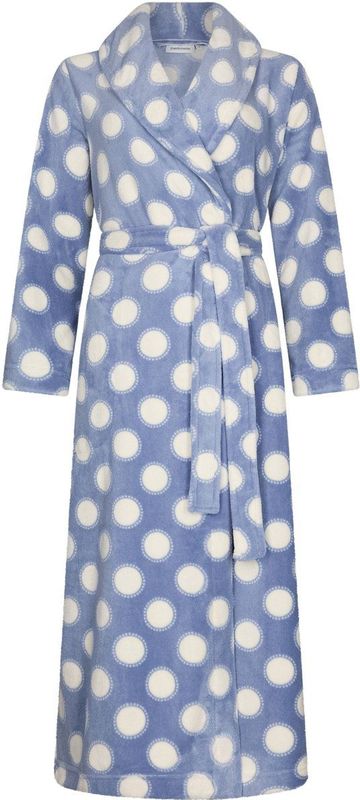 Pastunette - Blue Fog - Badjas - Blauw/Wit - Fleece - Lang