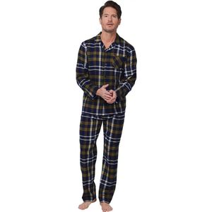 Pastunette - Pyjama - Adventure - Groen Geruit - Katoen - Flanel - Doorknoop - Maat XXL