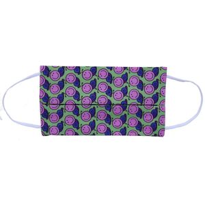 Mondkapje - wasbaar - 2 laags - met elastiek - Paars / Groen + Filter