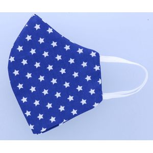 Mondkapje wasbaar katoen - Blauw Sterretjes