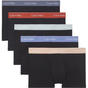 Calvin Klein Trunks (5-pack), heren boxers normale lengte, zwart met gekleurde tailleband