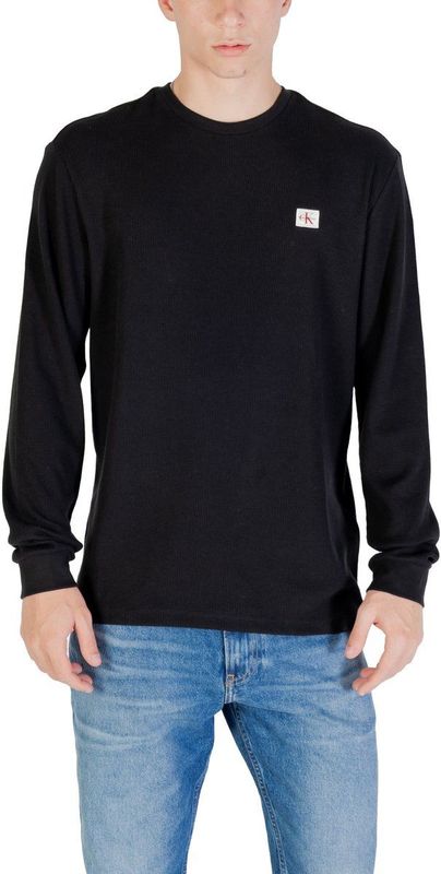 Calvin Klein - LS Waffle Badge Crewnk TEE - Trui - Zwart - Katoen