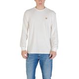 Calvin Klein - LS Waffle Badge Crewnk TEE - Ecru - Katoen