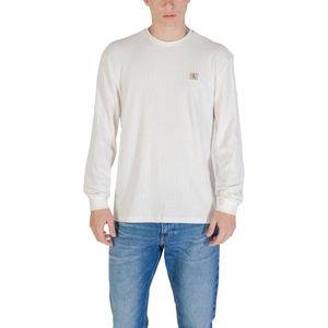 Calvin Klein - LS Waffle Badge Crewnk TEE - Ecru - Katoen