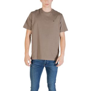 Calvin Klein - T-shirt - Taupe - Normale Pasvorm - Kwartmouw