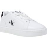 Calvin Klein - Witte Leren Sneakers - Met Zwarte Accenten