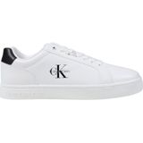 Calvin Klein - Witte Leren Sneakers - Met Zwarte Accenten