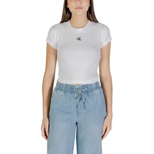 Calvin Klein - T-shirts - Wit - Dames - Korte Mouwen - Ronde Hals