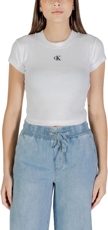 Calvin Klein - Printed Round Neck T-shirt - Wit - Katoenmix