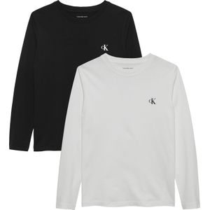 Calvin Klein IB0IB02255 T-shirt met 2P borst mono LS voor jongens, andere tops, zwart (zwart/helder wit), 4 jaar, Zwart (Ck Zwart/Helder Wit), 4 jaar