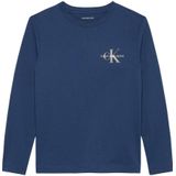 Calvin Klein - Chest Monologo Ls T-Shirt - Blauw - Voor Kinderen Tot 16 Jaar