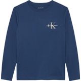 Calvin Klein - Chest Monologo Ls T-Shirt - Blue Jean - Katoen