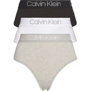 Calvin Klein dames hoge taille strings (3-pack), zwart, wit en grijs
