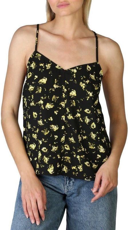 Calvin Klein - Bloemen Top zonder Mouwen - Zwart - Dames - Polyester