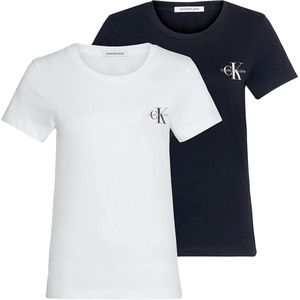 Calvin Klein Monogram Logo T-shirt - Vrouwen - Wit - Zwart