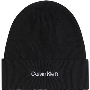 Calvin Klein Essentiële gebreide muts voor dames, Zwart, Eén Maat