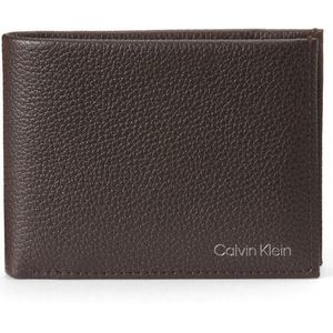 Calvin Klein Herenportemonnee Warmth Bifold 5 CC W/ Grote Hoek Klein Model, Donker bruin, 2-laags 5cc warmte met munt L