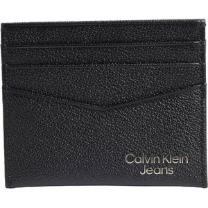 Calvin Klein, Accessoires, Heren, Zwart, ONE Size, Leer, Heren Portemonnee, Zwart Leren Kaarthouder