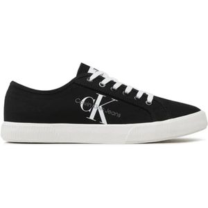 Calvin Klein, Schoenen, Heren, Zwart, 41 EU, Katoen, Zwarte Sneakers Essential