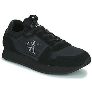 Calvin Klein Jeans Heren Runner Sock Laceup NY-LTH Sneaker, Triple Black, 9 UK, Zwart
