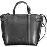 Calvin Klein Elegante Zwarte Handtas met Twee Handvatten van Gerecycled Polyester