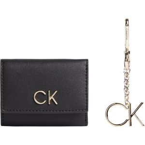 Calvin Klein, Accessoires, Dames, Zwart, ONE Size, Katoen, XXS Trifold Sleutelhanger Portemonnee