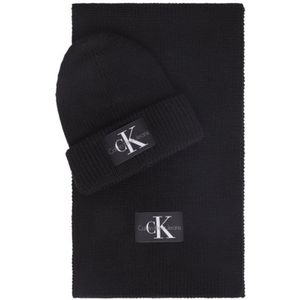 CALVIN KLEIN JEANS giftbox muts + sjaal met logo zwart