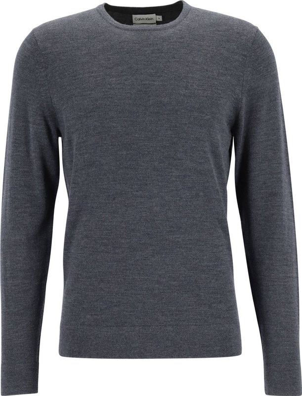 Calvin Klein trui met O-hals wol - antraciet grijs melange