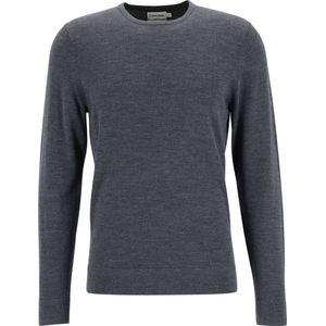 Calvin Klein - O-hals Trui - Antraciet Grijs Melange - 100% Merinowol