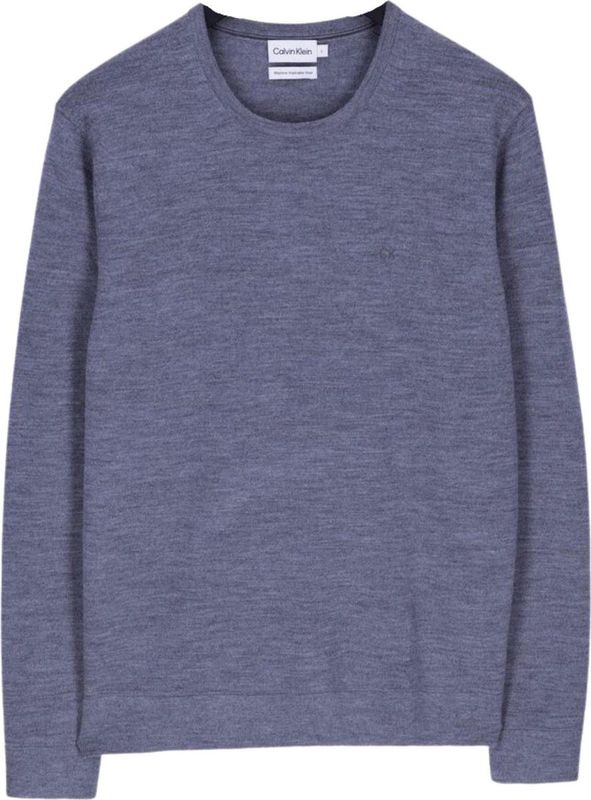 Calvin Klein - Trui - Blauw - 100% Merinowol - Regular Fit