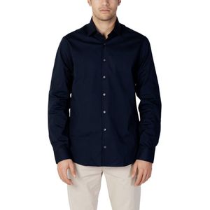 Calvin Klein slim fit overhemd - popeline - donkerblauw - Strijkvriendelijk - Boord