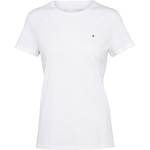 Tommy Hilfiger Heritage Ww0ww22043 T-shirt met ronde hals, gebreide top met korte mouwen, dames, Wit (Klassiek)