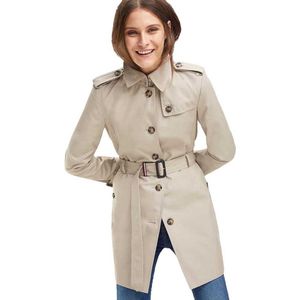 Tommy Hilfiger Heritage Single Breasted trenchcoat voor dames, Medium Taupe, 3XL