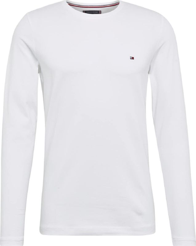 Tommy Hilfiger Stretch Slim Fit T-shirt met lange mouwen voor heren, Wit.