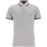 Tommy Hilfiger Core slim fit polo - heren polo met contrastbiezen - grijs melange