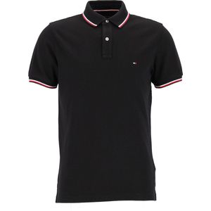 Tommy Hilfiger Core slim fit polo - heren polo met contrastbiezen - zwart