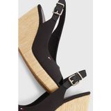 Tommy Hilfiger Iconic Elena Sling Back Wedge Peeptoe sandalen voor dames, zwart, 40 EU