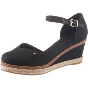 Tommy Hilfiger Dames Basic Closed Toe Mid Wedge Peeptoe sandalen, zwart, 40 EU