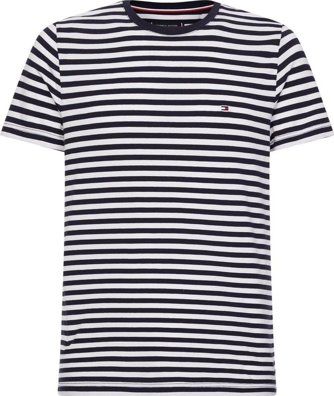 Tommy Hilfiger - T-shirt Stretch Gestreept Donkerblauw - Modern-fit